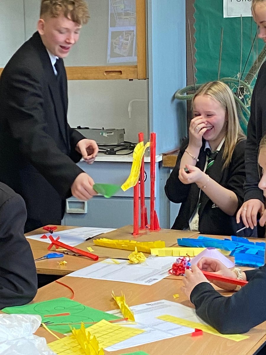 To celebrate British Science Week 2024, Years 7, 8 and 9 are working brilliantly in teams to design and build paper roller coasters. #BritishScienceWeek #TeamRushden
