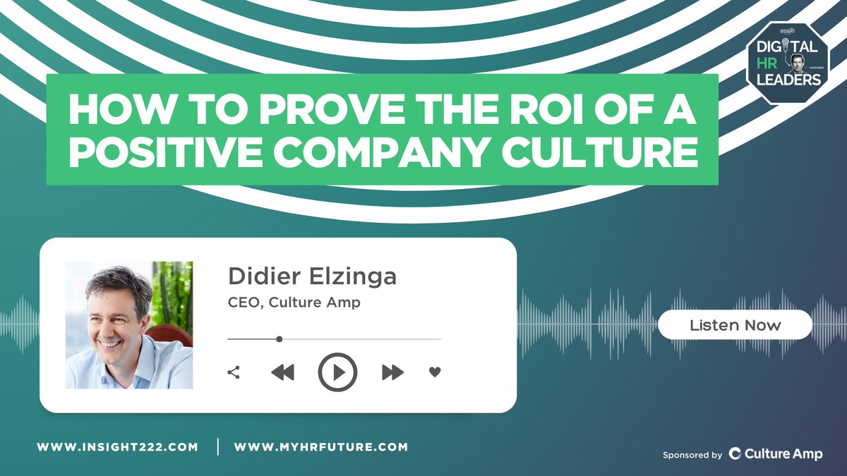 How to Prove the ROI of a Positive Company Culture myhrfuture.com/digital-hr-lea… @didierelzinga joins me to discuss #EmployeeExperience and #Culture in this week's episode via @CultureAmp and @myHRfuture #HR #PeopleAnalytics #FutureOfWork #HRTech