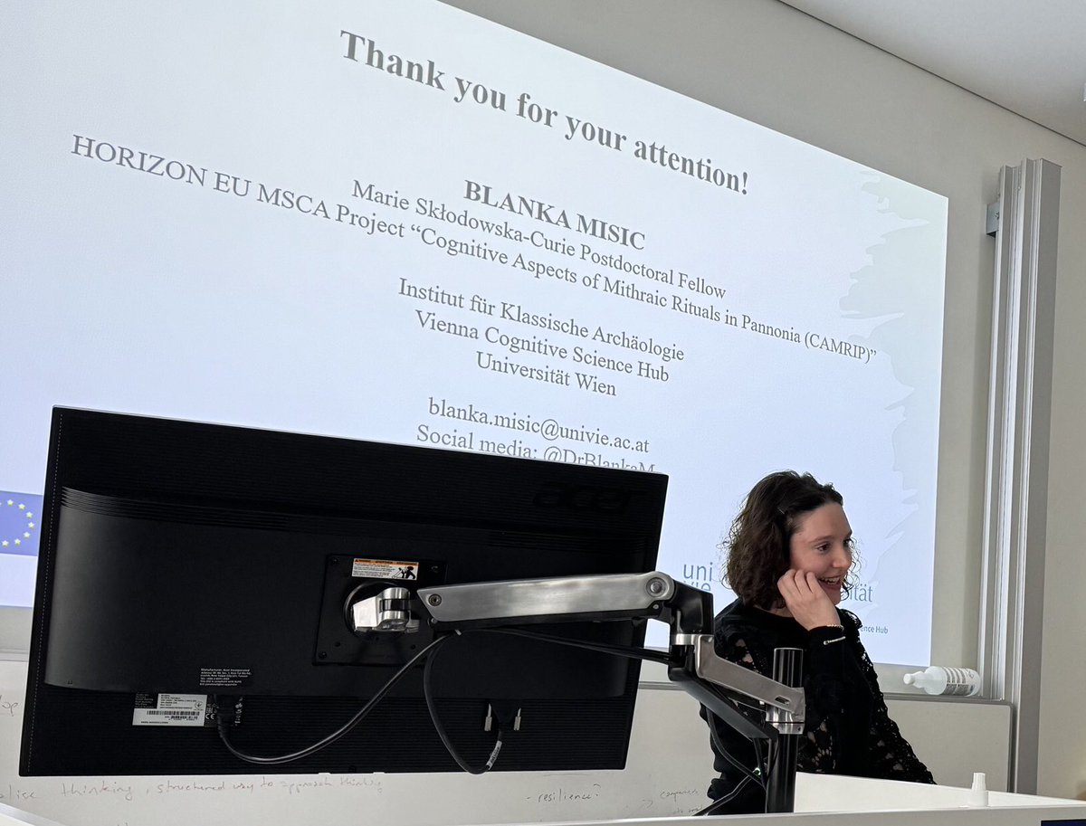 DrBlankaM's tweet photo. It was a pleasure to discuss research results from my @HorizonEU @MSCActions project #CAMRIP with an interdisciplinary audience and fellow members of @cogsciunivie (as evidenced by my huge smile!)
Thank you to @cogsciunivie for inviting me to present!

📸 Dani Biegler https://t.co/YRMsbEwxoZ