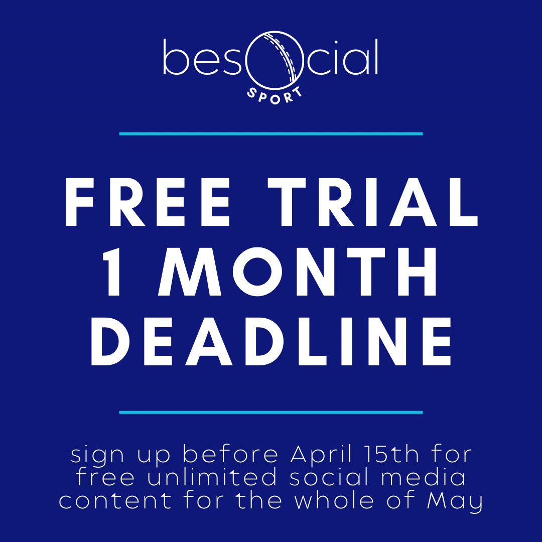 besocialsport's tweet photo. 1 month warning 🚨

Our FREE TRIAL offer to all cricket clubs expires in just one month on April 15th. DM us or email info@besocialsport.com for more information.

#besocial #besocialsport #socialmedia #cricketsocials #sportsmedia #sportsgraphics #graphicdesign #sportsocials https://t.co/MOd04tPPh2