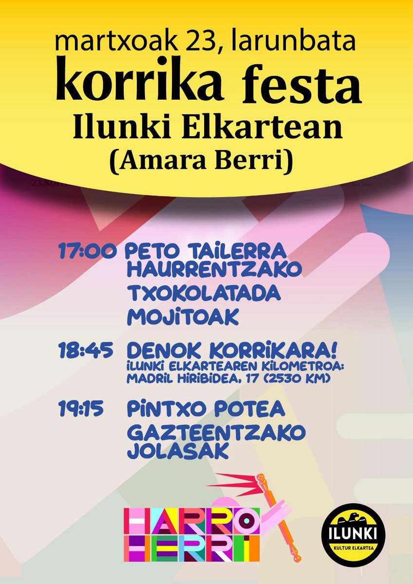 ABJaiak's tweet photo. KORRIKA Amara Berrira ere iritsiko da! Eta horretarako egitarau polita antolatu dugu, batu zaitezte eta egin dezagun Amara Berrin ere Korrika elkarrekin! ⚡💞 https://t.co/xXPGnH4yZn
