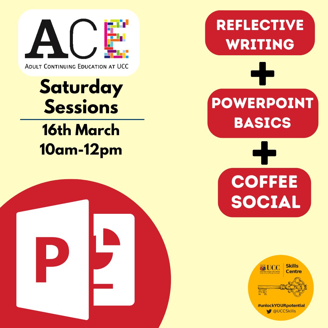 ACE Students! This week's Saturday Session is focusing on reflective writing and PowerPoint basics. Be sure to click the link below to sign up! docs.google.com/forms/d/e/1FAI… @ACEUCC