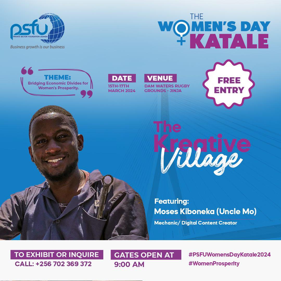 AshabaCynthia's tweet photo. For all the creators in the Busoga region, #TheKreativeVillage is coming to you at #PSFUWomensDayKatale2024.

This is an opportunity to help inspire young people in Busoga to pursue opportunities in the creative sector.

This space will feature different segments of the creative sector such as fashion, music, and content creation.

Don’t miss the chance to be a part of this event at the Women’s Day Katale at Dam Waters Rugby Grounds this weekend.