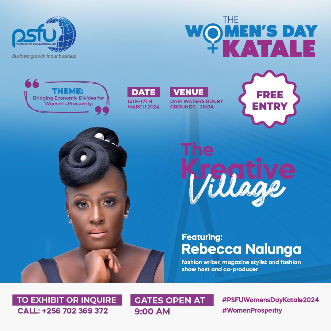 AshabaCynthia's tweet photo. For all the creators in the Busoga region, #TheKreativeVillage is coming to you at #PSFUWomensDayKatale2024.

This is an opportunity to help inspire young people in Busoga to pursue opportunities in the creative sector.

This space will feature different segments of the creative sector such as fashion, music, and content creation.

Don’t miss the chance to be a part of this event at the Women’s Day Katale at Dam Waters Rugby Grounds this weekend.