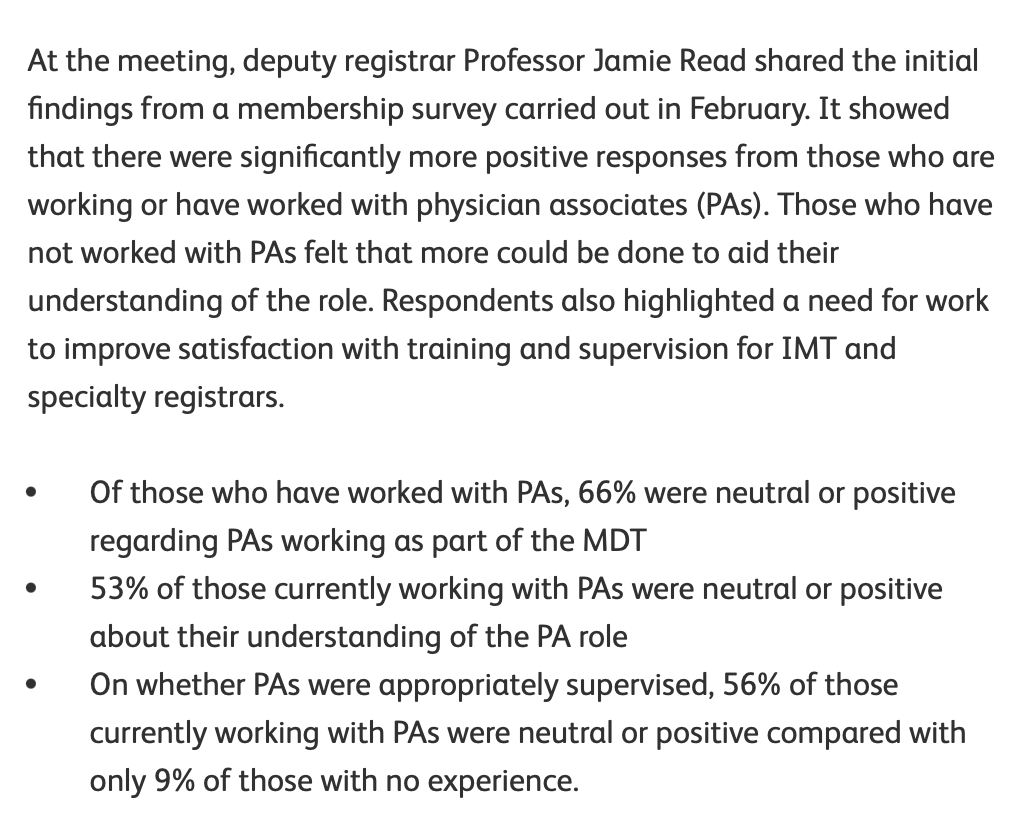 doctor_oxford's tweet photo. Well this is indeed breathtaking.

@RCPhysicians just released this summary of last night's #RCPEGM.

They've doubled down on their spectacularly biased representation of the results of their members' survey on PAs.

And then encouraged Fellows to vote. 
https://t.co/jbZZ6pfLaa https://t.co/FssqpJ16I5