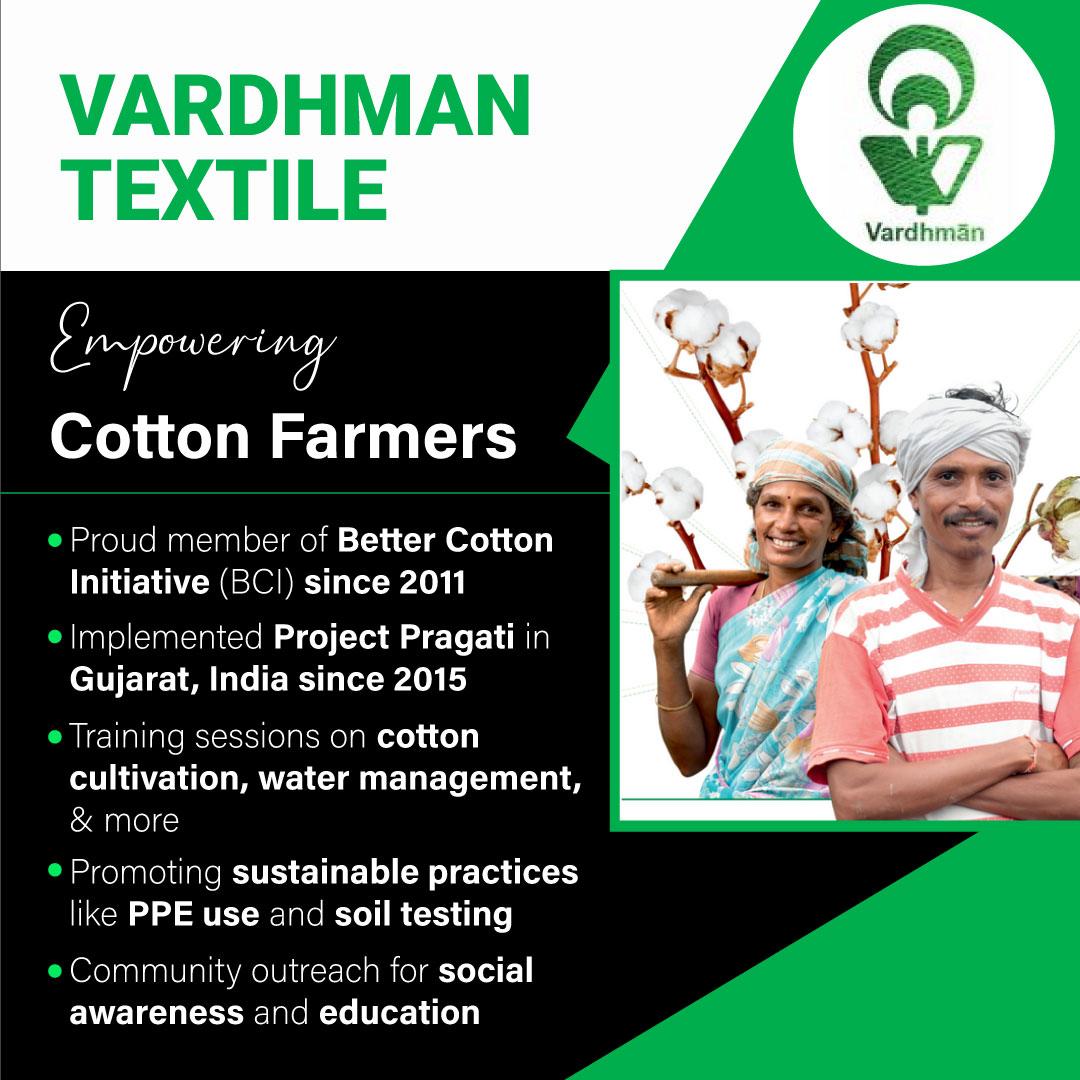 vardhmantextil1's tweet photo. Vardhman Textiles: Empowering cotton farmers through sustainable practices. Proud member of BCI. Training, community outreach for brighter futures.

#VardhmanTextiles #EmpoweringFarmers #ProjectPragati #CottonFarming #SocialAwareness https://t.co/X9TafuPZcU