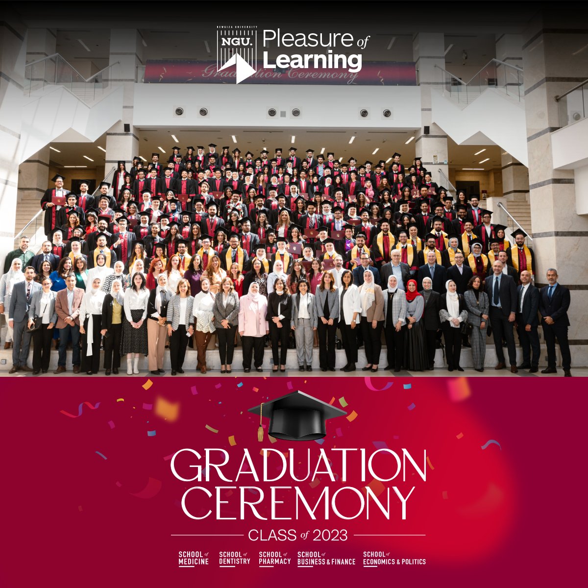 NGUegypt's tweet photo. Celebrating the remarkable journey of Newgiza University's School of Medicine's Class of 2023! A heartfelt congratulations to our resilient alumni. Kudos to our outstanding faculty and staff. As they venture into healthcare, NGU pledges unwavering support. #NGU #WhyNGU https://t.co/0rUa0p2R8u