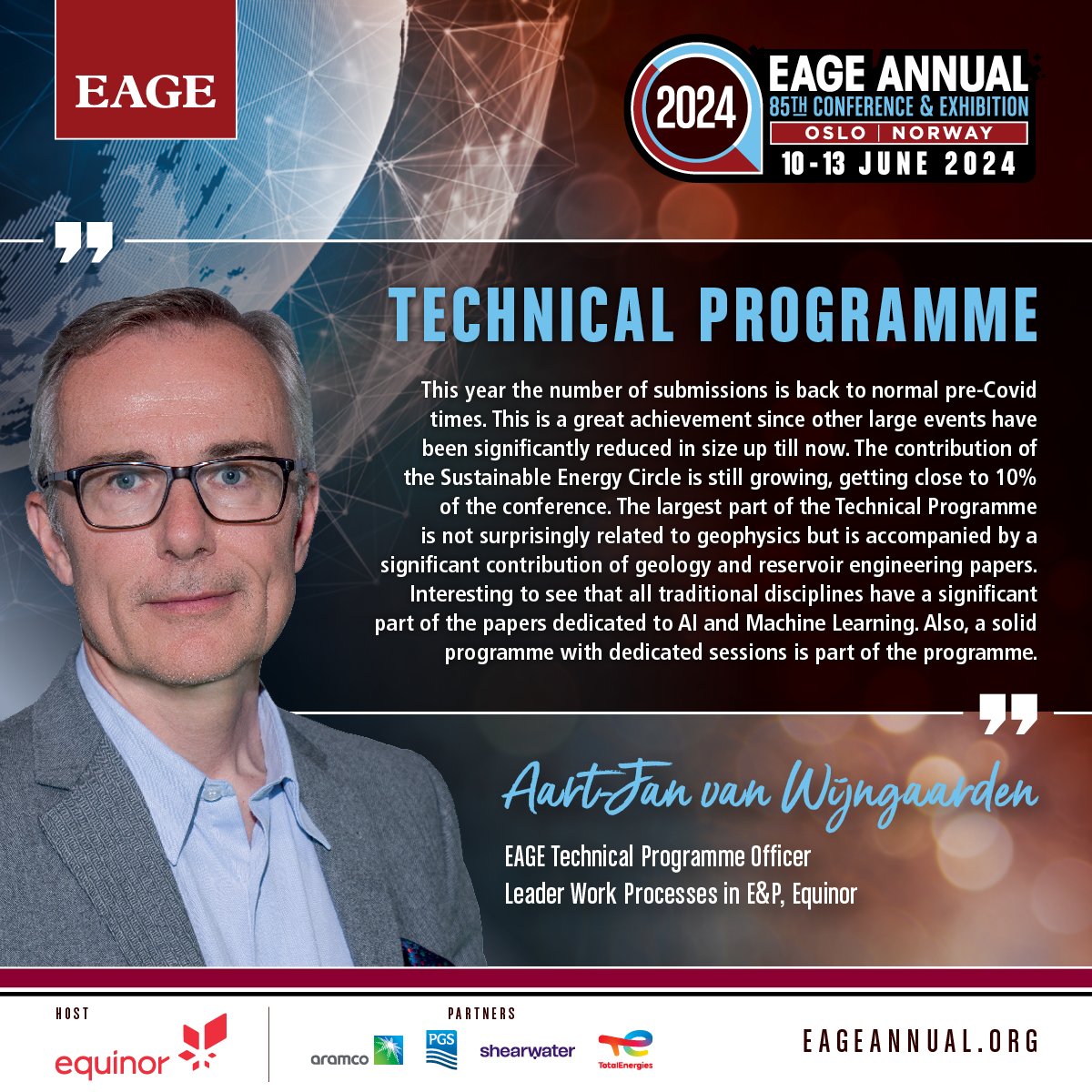 Early Bird Ends Tomorrow! EAGE Annual 2024: AI, ML, seismic tech, CO2 storage & more. Oslo awaits for groundbreaking talks & networking. Join industry leaders in shaping geoscience's future. Register now & save> ow.ly/UB5l50QSZVc #EAGEAnnual2024 #Innovation