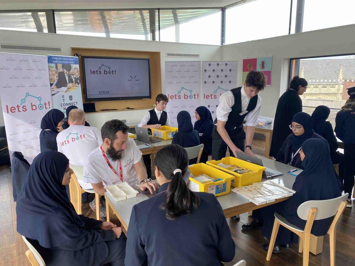 A great start to today’s robotics workshop with @letsbotcamp and @edengirlsslough!