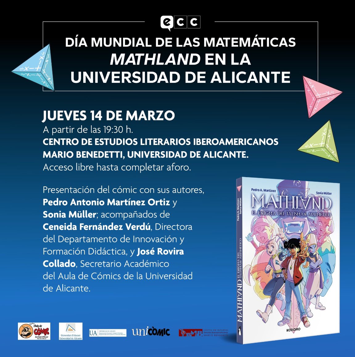 maths4everthink's tweet photo. ¡¡MUY MUY FELIZ DÍA INTERNACIONAL DE LAS MATEMÁTICAS A TODO EL MUNDO!!
¿Lo celebramos leyendo #Mathland?
Además, hay que felicitar a π, ¡¡que hoy es su día!!! https://t.co/Y0X9c3rhK4
