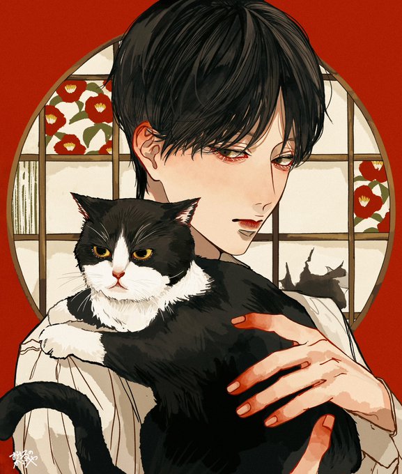 「black cat white shirt」 illustration images(Latest)