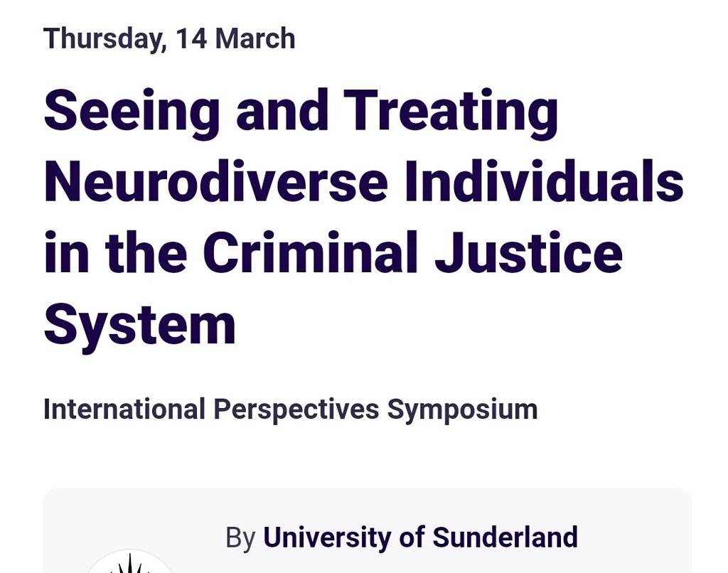 Pleased to be participating in today's conference @sunderlanduni on #neurodiversity in the criminal justice system. In opening @RobertBuckland points out how often a diagnosis relies on the 'diligence of defence lawyers and the curiosity of the court' - so true, must change...