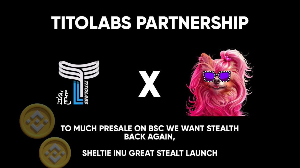 Titolabsglobal's tweet image. WE'RE GLAD TO ANNOUNCED LONGTERM PARTNER WITH @SheltieInu 

Let's make Stealth launch bsc back again! 

We gonna make it 
#bsc #binancesmartchain #memeonbsc #binance #bnb