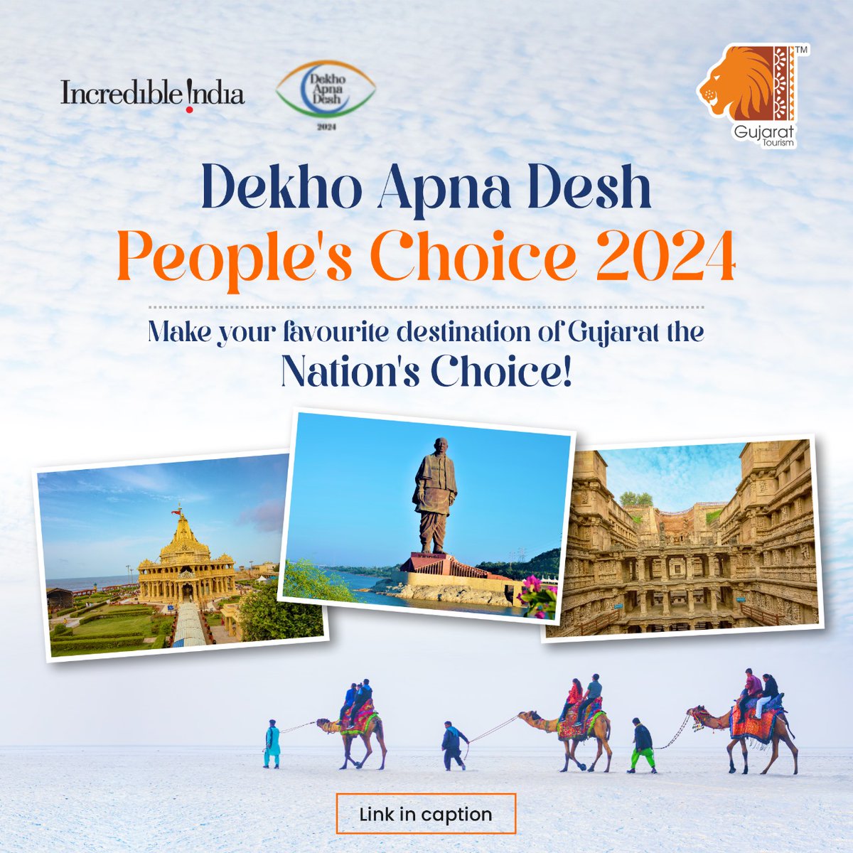From Saputara's hills to the world's tallest statue in Ekta Nagar, Gujarat has it all! Vote for your favourite tourist spots in Dekho Apna Desh, People's Choice 2024. Your choices will help develop these destinations, contributing to India's path to Viksit Bharat@2047. Click