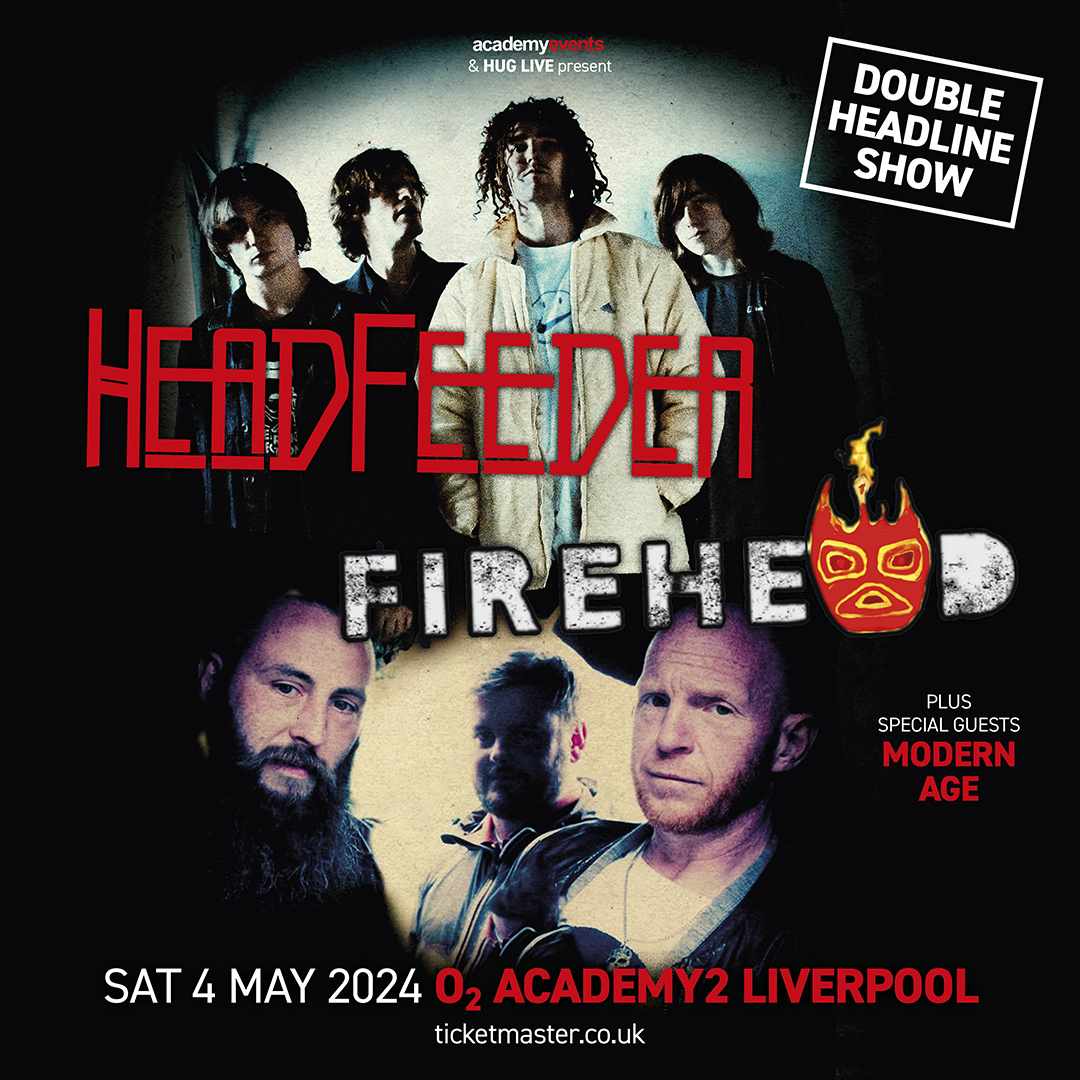 Merseyside band @HeadfeederBand and indie guitar and electro rock outfit Firehead are heading out on the road together, joining us here on Sat 4 May 🎸 Grab your Priority Tickets NOW 👉 amg-venues.com/brKZ50QT0XN