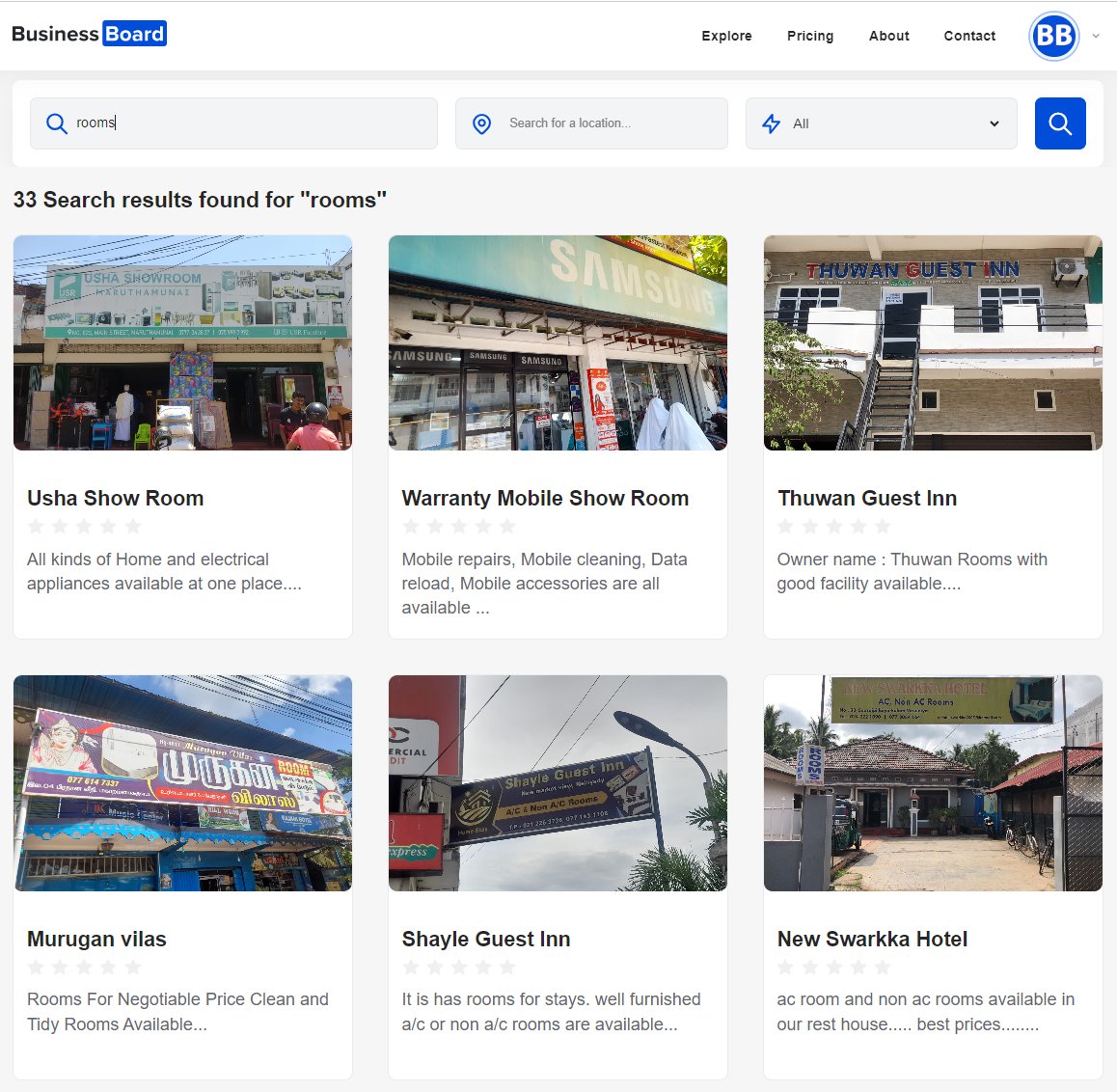 BusinessboardLk's tweet photo. உங்கள் அருகில் இருக்கும் Hotels, Restaurants, Grocery Shops,   Pharmacy, Palours, Dressing Shops, Studios போன்ற அனைத்து விதமான வணிக இடங்களையும் நீங்கள் இலகுவாக இனங்காண நாம் உங்களுக்கு உதவுகிறோம்.

எமது  இணையத்தள முகவரி:  https://t.co/5pSK3uuTrj https://t.co/m2biS6uSNb