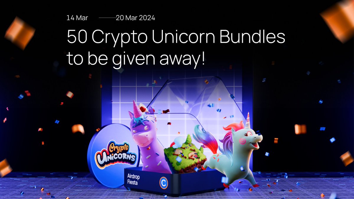 #AirdropFiesta is heating up! 🔥Grab a chance to snag one of 50 Crypto Unicorn NFT Bundles, each worth $70! 

Follow these steps to join : 
1️⃣ Sign up for Crypto Unicorns 👉🏻 game.cryptounicorns.fun 
2️⃣ Follow the Gleam Mechanics from Mar 14-20, 2024 👉🏻 bit.ly/3wRGT4v