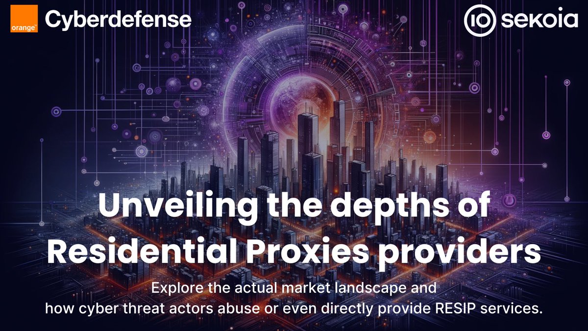 🤝 Explore our first joint #CTI report by @CERTCyberdef World Watch team and Sekoia TDR team aimed at demystifying Residential Proxies #RESIP and highlighting their systemic growth and the transparency issues surrounding their sourcing blog.sekoia.io/unveiling-the-…