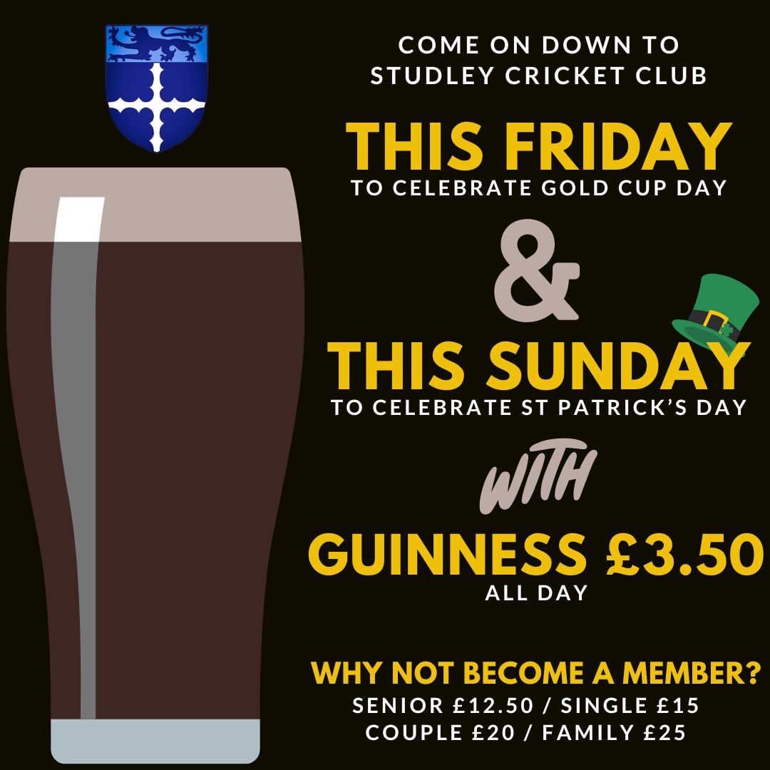 Come on down &amp; celebrate with us this Friday 🏇🏼 &amp; Sunday 🍀🇮🇪
PROMOTION - £3.50 a pint of Guinness