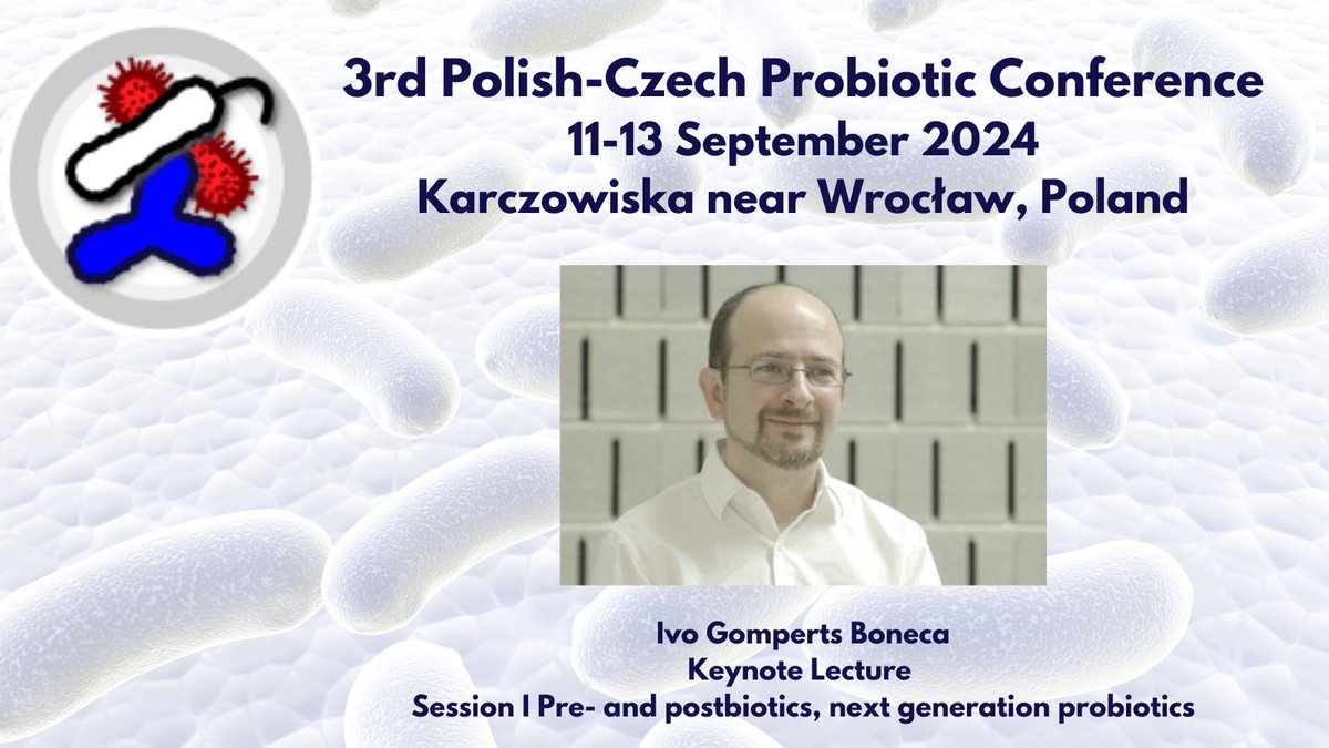 3rd Polish-Czech Probiotic Conference (@pcpc2024) on Twitter photo It is a great pleasure to announce our next Keynote Speaker! <a href="/ivo_boneca/">Ivo Gomperts Boneca</a> from <a href="/institutpasteur/">Institut Pasteur, since 1887</a> will have an introduction talk of the Session I Pre- and postbiotics, next generation probiotics.
Submit your abstract: pcpc2024.hirszfeld.pl
#probiotics #conference #science It is a great pleasure to announce our next Keynote Speaker! <a href="/ivo_boneca/">Ivo Gomperts Boneca</a> from <a href="/institutpasteur/">Institut Pasteur, since 1887</a> will have an introduction talk of the Session I Pre- and postbiotics, next generation probiotics.
Submit your abstract: pcpc2024.hirszfeld.pl
#probiotics #conference #science