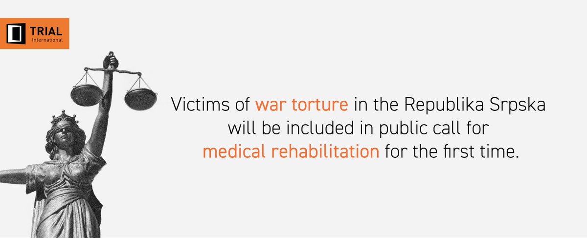 @Trial in BiH welcomes the Government of Republika Srpska's decision to include victims of war torture in the public call for medical rehabilitation. Medical rehabilitation previously only included disabled war veterans and families of fallen soldiers. 👇trialinternational.org/latest-post/re…