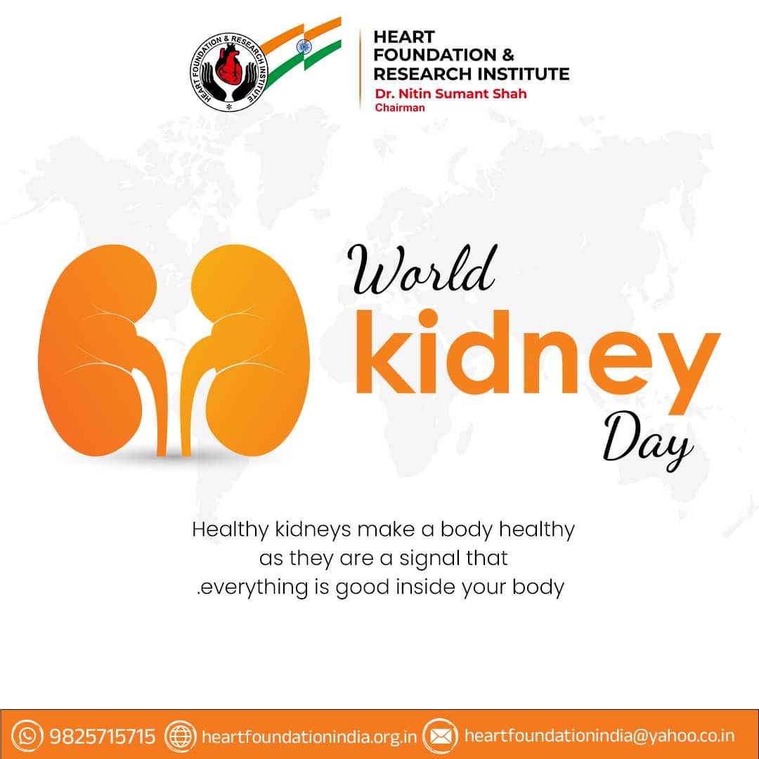 Greetings World Kidney Day 
 #socialwork #supporting #health #ngo #heartfoundatinandresearchinstitute #HFri #helpingothers Healthy kidneys make a body healthy as they are a signal that everything is good inside your body