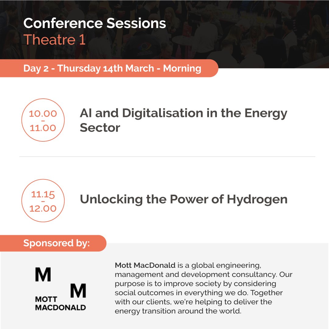 Theatre 1 morning sessions are due to begin. Speaking companies include: @ofgem, @UKPowerNetworks @EBRD, @Siemens, @ClarkeEnergy, @BoschGlobal, @CentricaSoln_UK and @EnergySysCat. Theatre 1 sponsored by @MottMacDonald Full Agenda: vist.ly/3929a #DES24