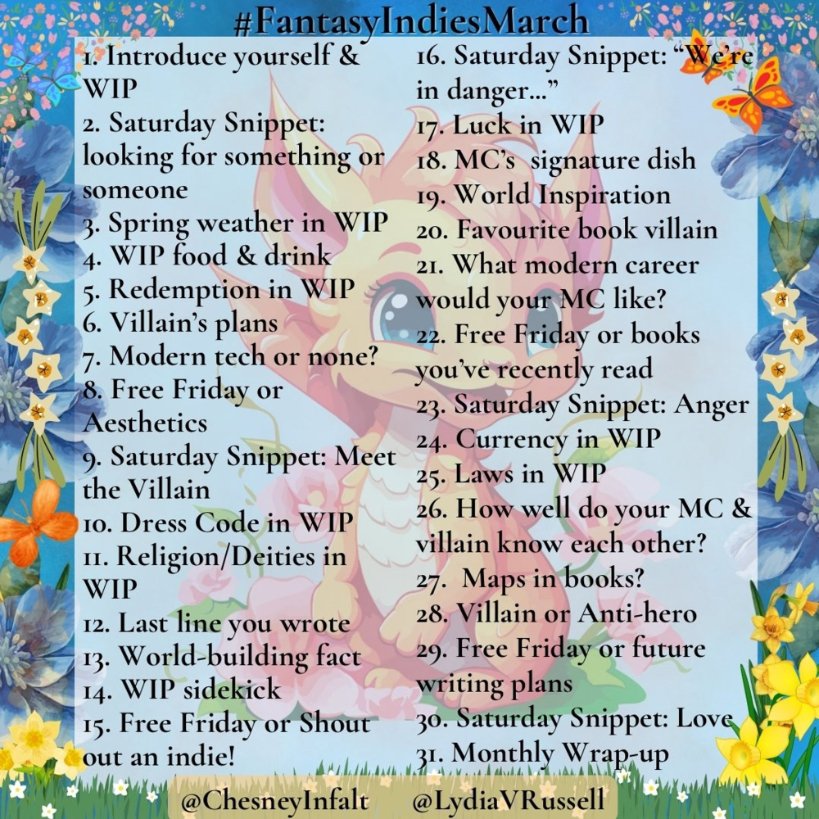 TanyaPacker2's tweet image. #FantasyIndiesMarch

Day 14:  WIP sidekick

Many of my characters have sidekicks in my mg fantasy series. One that the kids love is Lacuna he's a fairy dragon, and Aaron’s faithful sidekick. 

Hosts (on Twitter):
@LydiaVRussell
@ChesneyInfalt #WriteChat