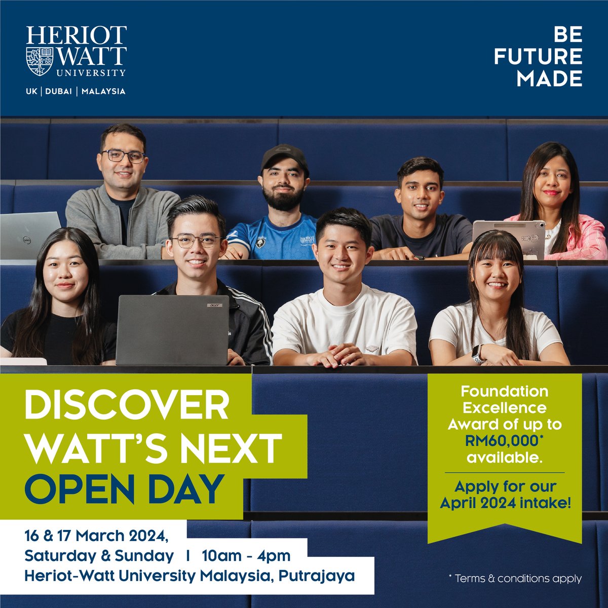 Discover your purpose at Heriot-Watt University Malaysia's Open Day this weekend! Experience education with a meaningful impact as you delve into our purpose-driven programmes tailored to make you industry-ready. Register now: bit.ly/48TdaFt