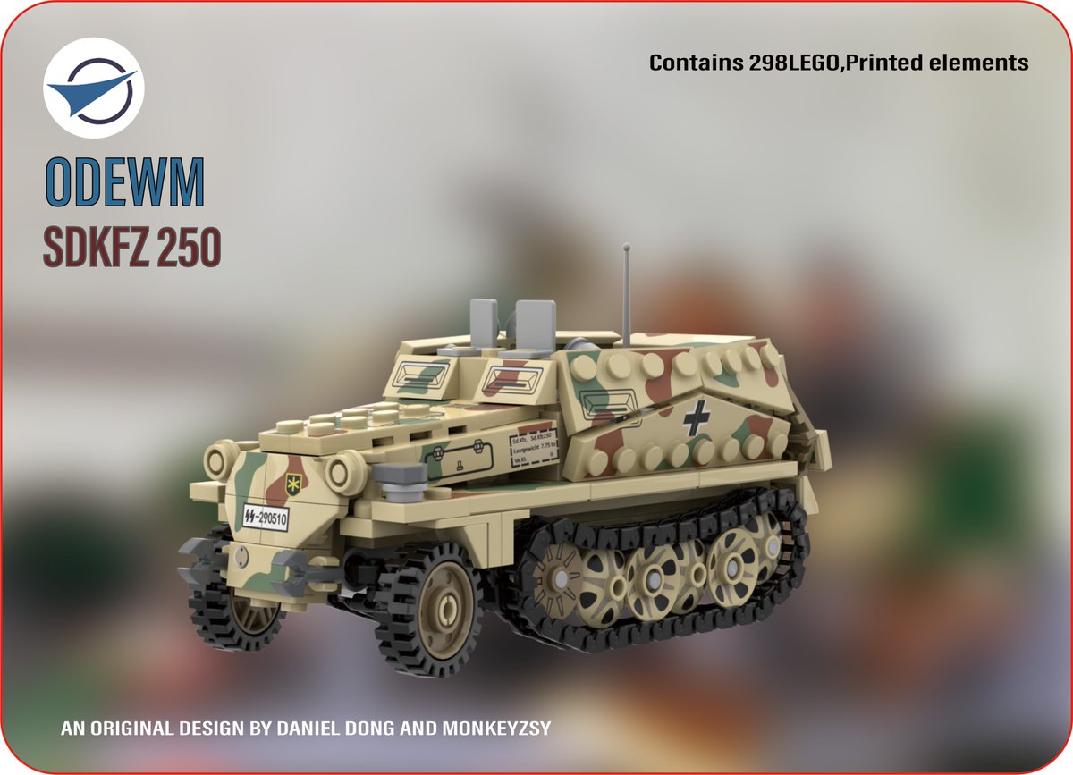 ODEWM2023's tweet photo. ODEWM
WW2 German Sd.Kfz. 250 Light Armoured Half-Track MOC
Military Series PML002
#LEGO #Brickmania #BrickDesigners #ODEWM #Stonestudio #brickveteran #thedefenderbrick #MOC https://t.co/mKVzIZtVYH