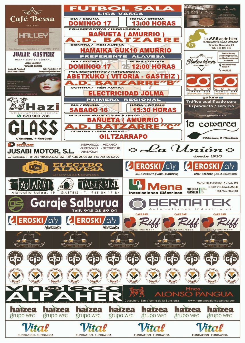 Partidos de este fin de semana  !!!

#aupabatzarre 
#nosgustaelfutsal 
#somosdeligavasca 
#somosdeprefente 
#somosdeprimera