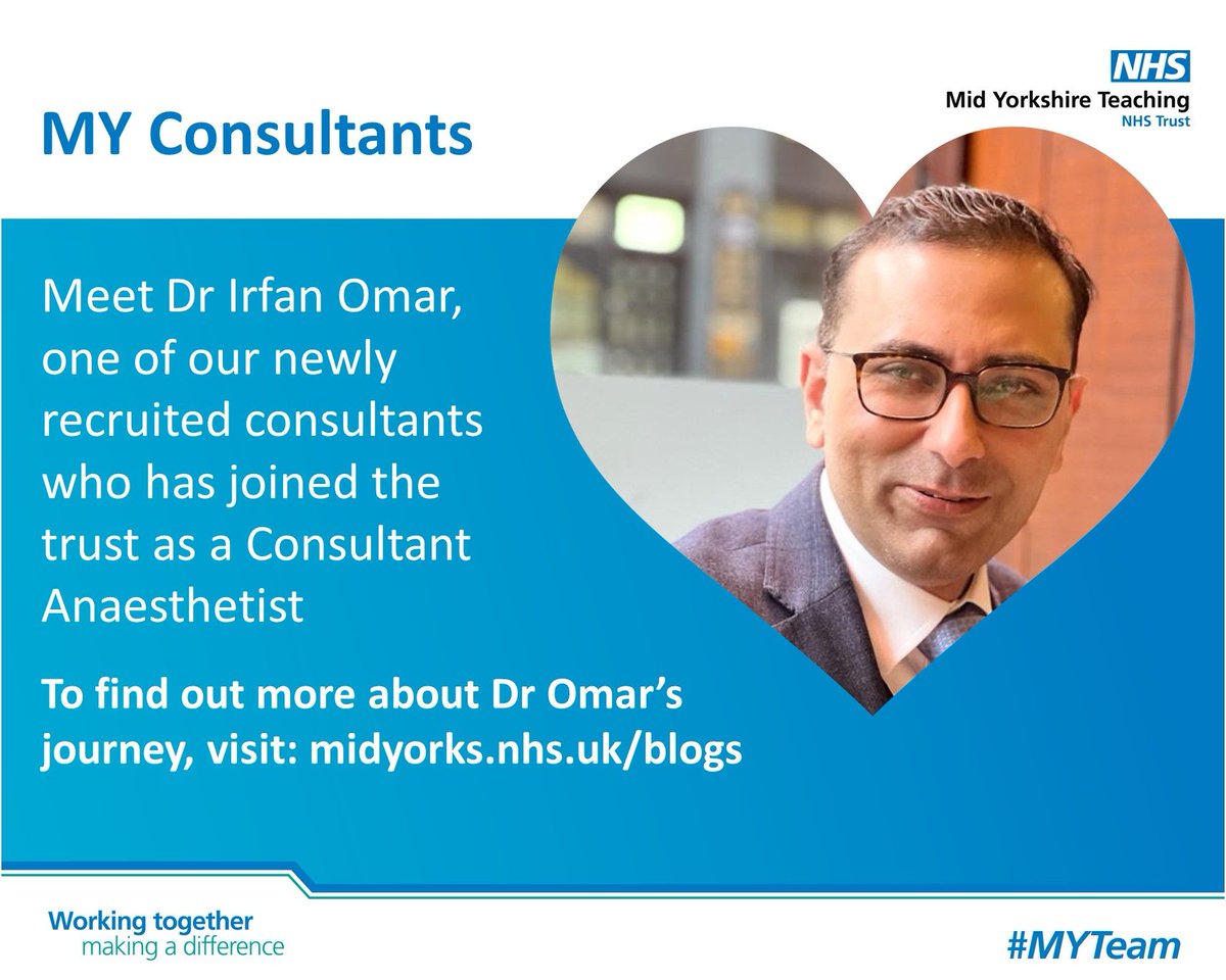 Dr Irfan Omar is a newly recruited consultant anaesthetist here at Mid Yorkshire Teaching NHS Trust. He has returned to the trust as a senior doctor after completing some his early training here. Read Dr Omar's full story here: bit.ly/49SbInY #MidYorksNHS #MYTeam