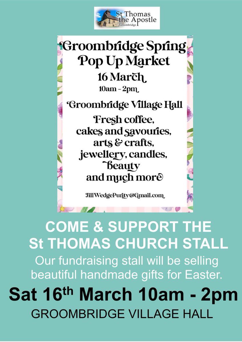 jillwedge's tweet photo. Come along Saturday, 10-2 to Groombridge Village Hall, Station Rd. St Thomas' Church will be there fundraising plus we have more than 20 lovely small business stalls. See you there! https://t.co/Oc6FaICeal