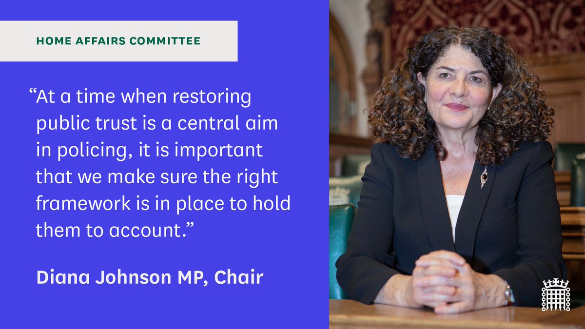 We have written to @JamesCleverly, @ukhomeoffice with key findings from our Police and Crime Commissioners inquiry. The inquiry examined the impact that Police and Crime Commissioners had made in the decade since they were established. Read the letter ⬇️ committees.parliament.uk/publications/4…