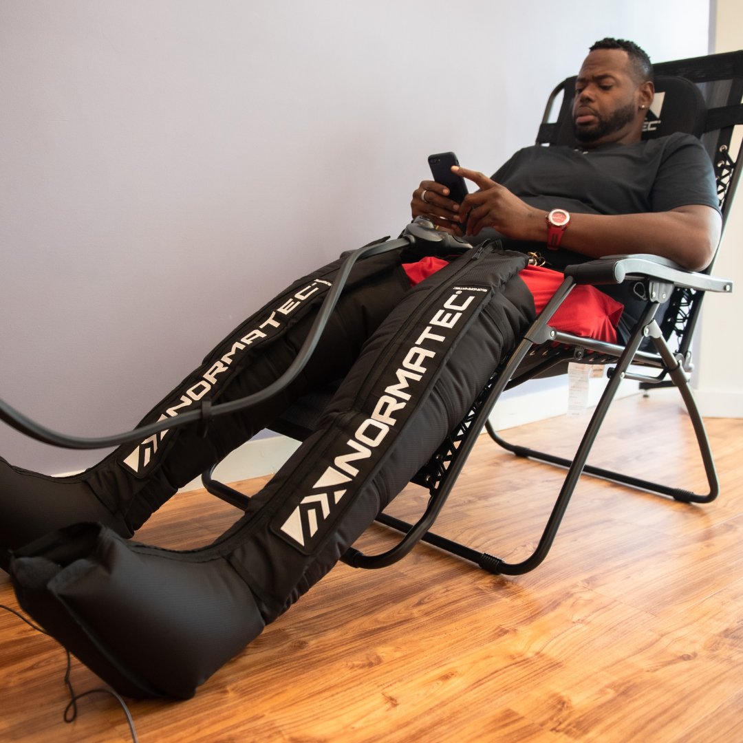 Step up your recovery game with our Normatec Leg Compression therapy at Kika Stretch Studios! 🚀 Whether you're an athlete or just looking to ease muscle tension, Normatec offers the ultimate relaxation experience. #NormatecTherapy
