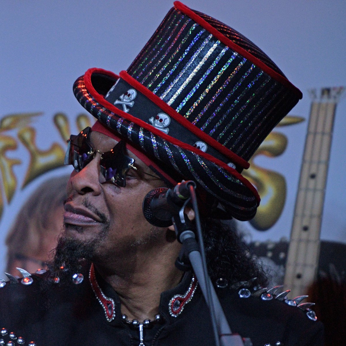 In the groove: Three days before his scheduled @SXSW performance with Zapp, the great @Bootsy_Collins spoke March 12 about supporting the next generation of artists during a @GiveANote/@AFAmgmt-run panel at @mohawkaustin. Photo by Goldmine’s Chris M. Junior