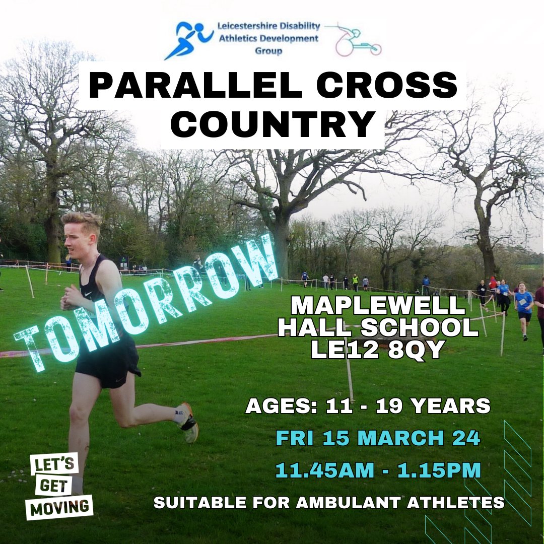 We're looking forward to seeing everyone at the Leicestershire & Rutland Parallel Cross Country tomorrow! #crosscountry #paraathletics #Leicestershire #Rutland