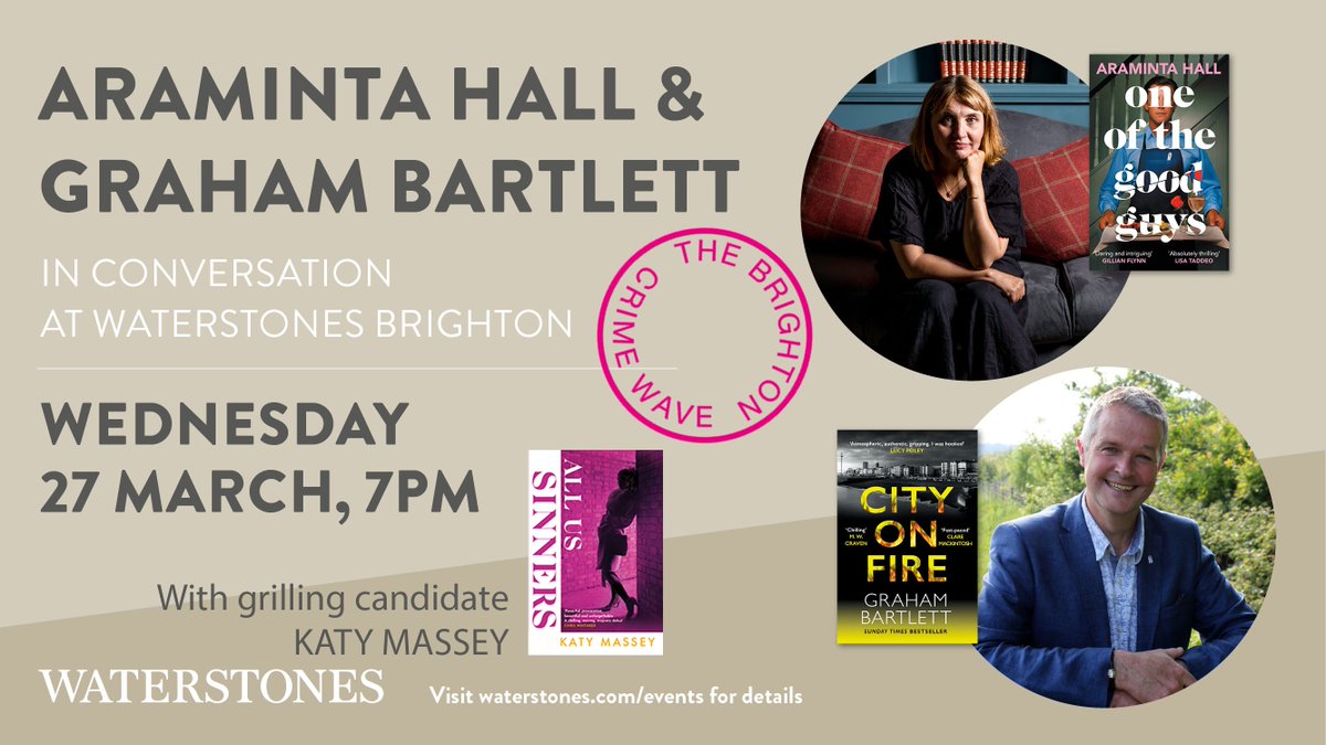 We're lining up a whole new year of Brighton Crime Wave @BrightonWstones! First up is 27 March with @AramintaHall and @gbpoliceadvisor and our grilling candidate @TangledRoots1. Come and join @thatjuliacrouch and @TheStuCummins for an evening of crime! waterstones.com/events/crime-w…