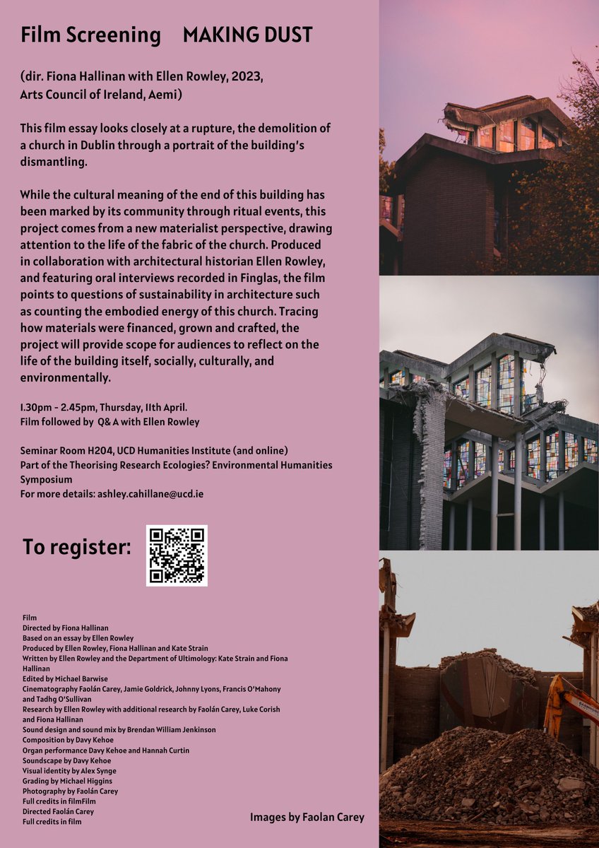 Ashley Cahillane (@ashleycahillane) on Twitter photo Excited to screen this stunning film essay as part of the Theorising Research Ecologies? symposium <a href="/ucddublin/">University College Dublin</a> on Thurs, 11th April.
(dir. @fionahallinan with <a href="/Elsorowley/">Ellen Rowley</a>, 2023, Arts Council of Ireland, Aemi). To register: forms.gle/Tq2RQz2VyUfQaM… Excited to screen this stunning film essay as part of the Theorising Research Ecologies? symposium <a href="/ucddublin/">University College Dublin</a> on Thurs, 11th April.
(dir. @fionahallinan with <a href="/Elsorowley/">Ellen Rowley</a>, 2023, Arts Council of Ireland, Aemi). To register: forms.gle/Tq2RQz2VyUfQaM…