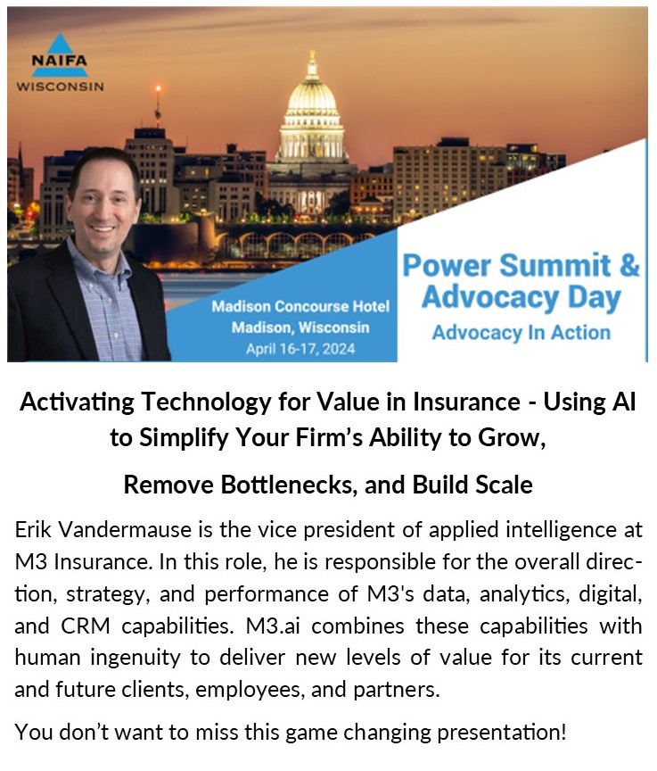 Get your registration in today for NAIFA-Wisconsin's Power Summit & Advocacy Day. Hear from Eric Vandermause! hubs.ly/Q02psThq0