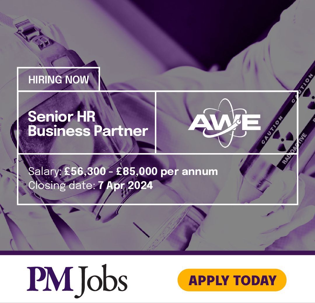 PeopleMgtJobs's tweet image. New job posting with Atomic Weapons Establishment (AWE)

#Senior #HR #BusinessPartner
Salary: £56,300 - £85,000 per annum
Location: Reading, England

Apply now - buff.ly/43hHCrR 

#NowHiring #HRJobs #PeopleManagementJobs