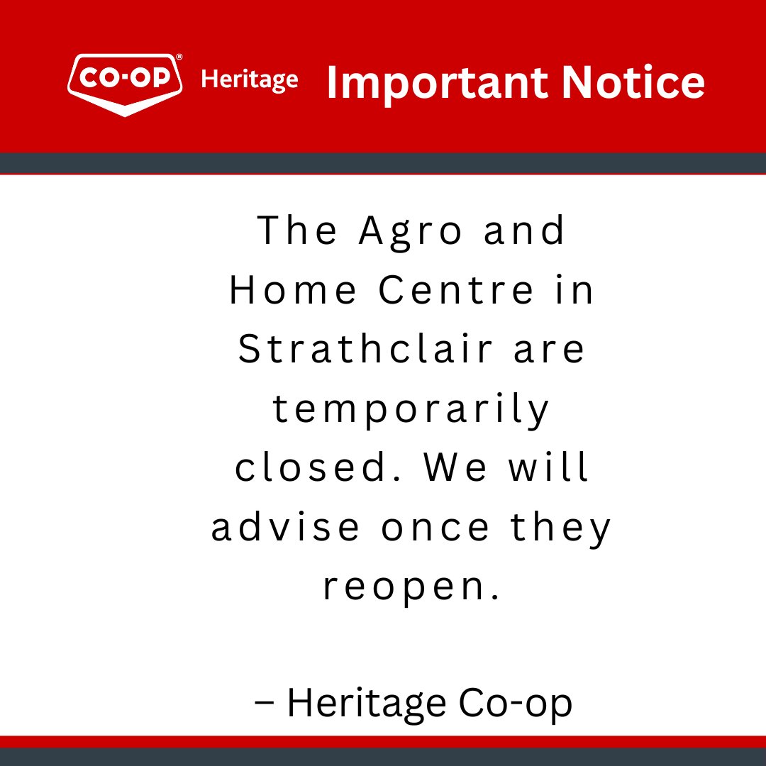 The Agro and Home Centre in Strathclair are temporarily closed. We will advise once they reopen. Thank you for understanding.