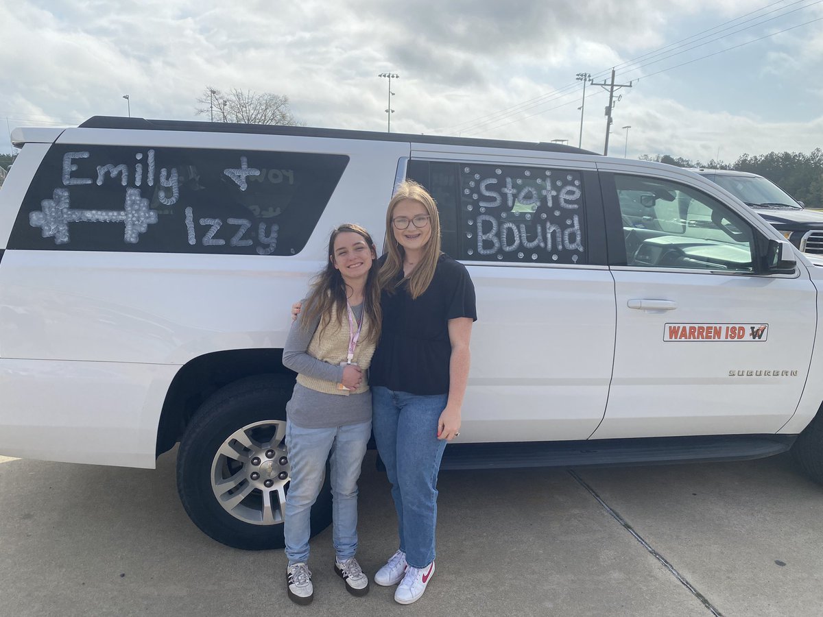 WarrenHSpl's tweet image. Good luck today to Izzy and Emily at the 3A D2 State Meet in Frisco!!!!