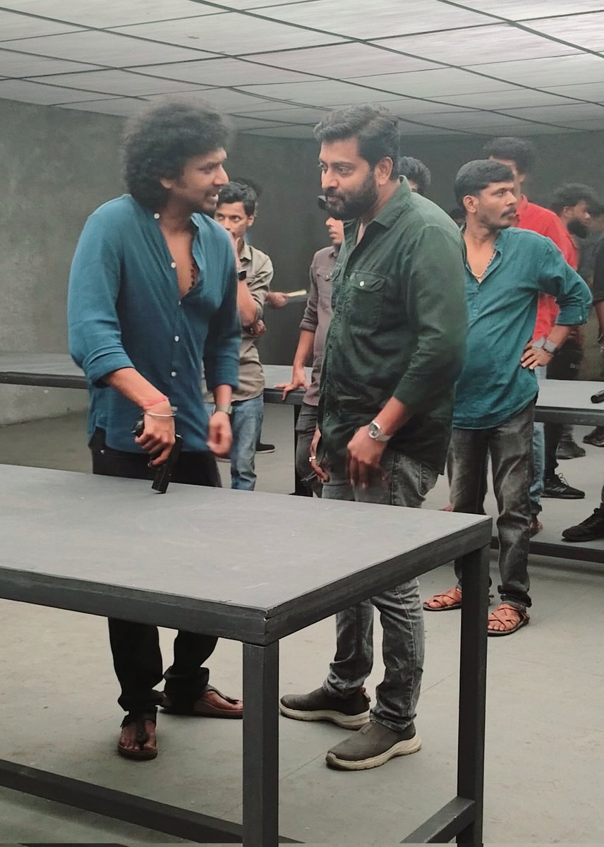 Happy birthday dearest @Dir_Lokesh . Lokesh in action on the sets of....???😉