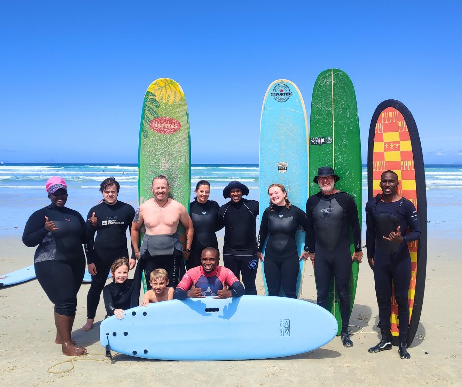 From Pedal to paddle and cycle to surf! Our Cape Town Cycle Tour fundraising ambassadors were stoked to get on a board and experience a surf therapy session with us 🤙 #ittakesavillage #wavesforchange #cyclingforacause #surftherapy