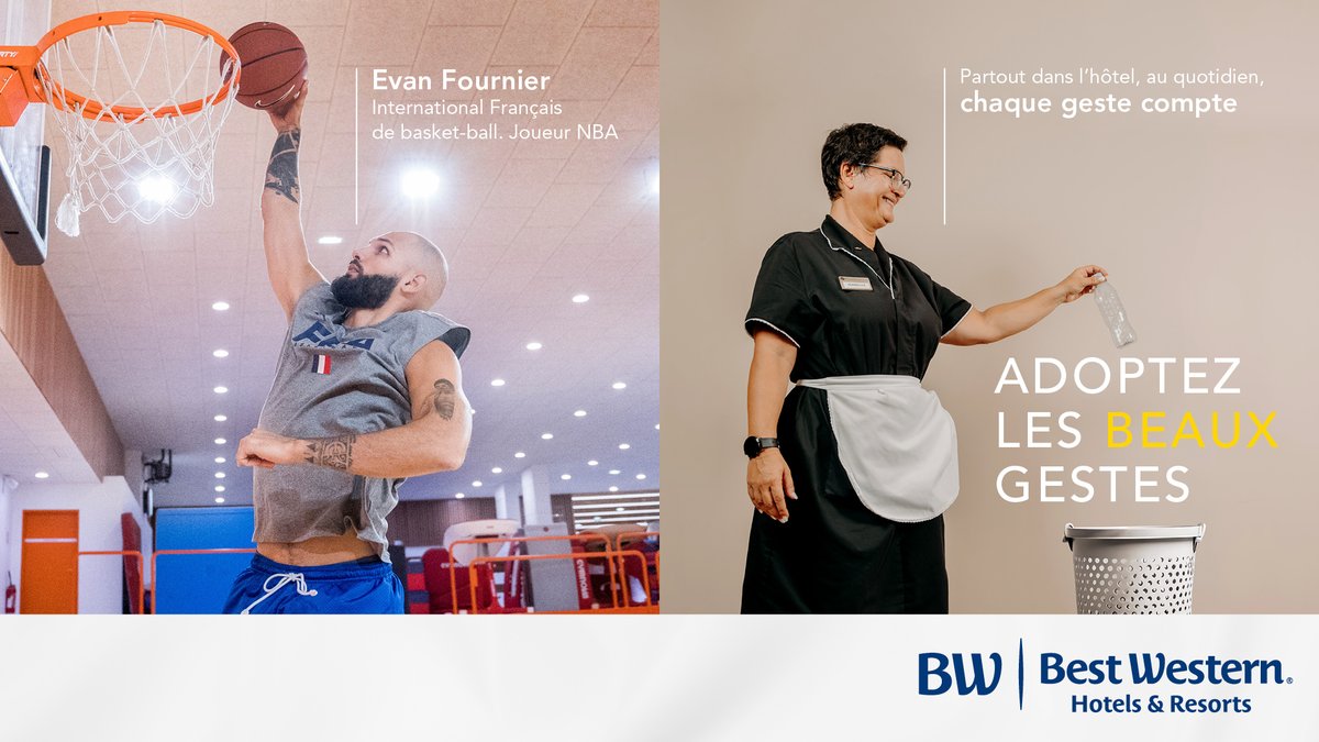 Adoptez les beaux gestes !   

Au basket, la précision du geste d'Evan est essentielle pour un tir réussi, tout comme le tri sélectif dans nos hôtels qui participe au recyclage des déchets.🤝   

L’esprit d’équipe, c’est un état d’esprit. 🤝

#teambestwestern #BestWesternFrance