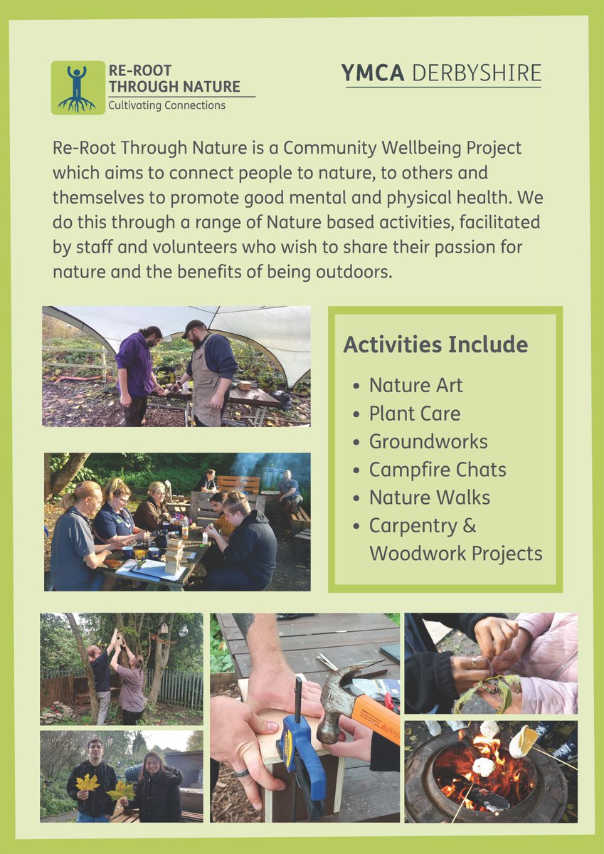 Re-Root Through Nature is a community wellbeing project from @YMCADerbyshire. It aims to connect people to nature/others/themselves & promote good mental & physical health through nature based activities Fridays 1.30-3.30pm @ Wilmorton Community Gardens communityactionderby.org.uk/events/re-root…