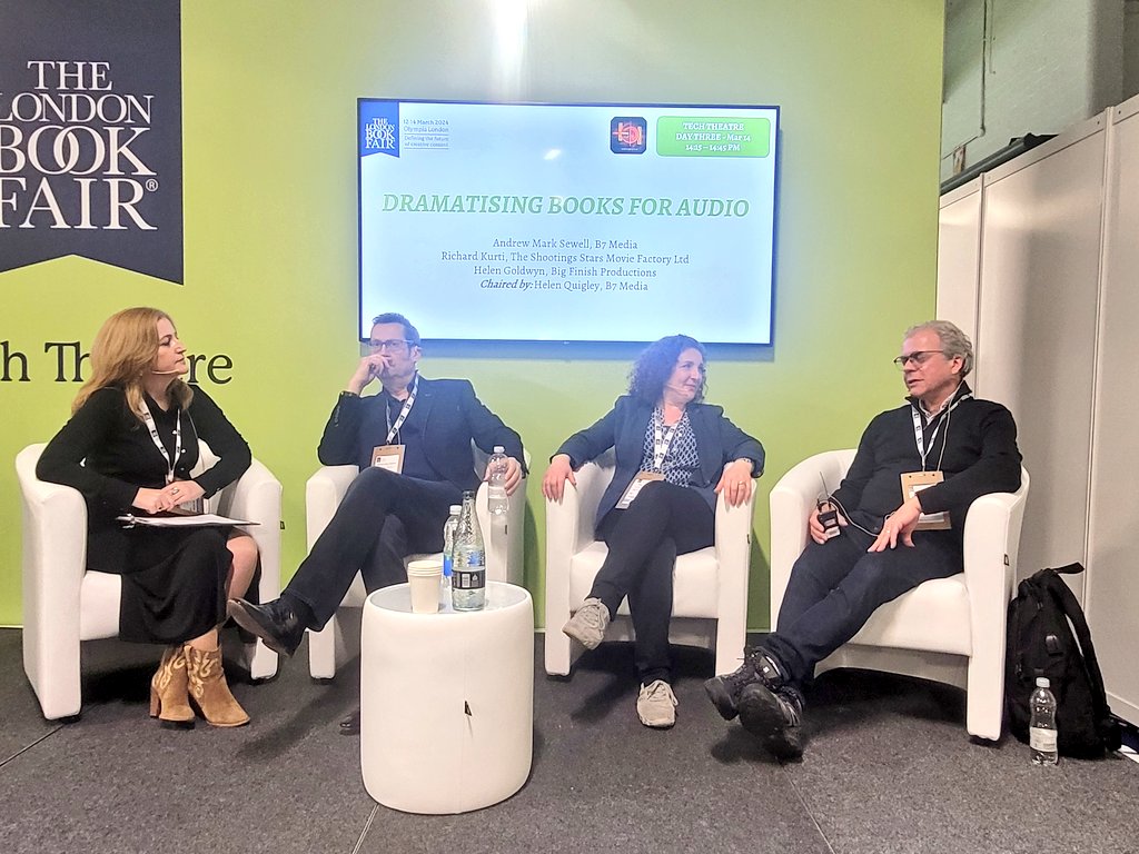 davinatijani's tweet photo. Great talk with @HelenGoldwyn, @sewell7, @Richard_Kurti and @HQvoice covering adaptations of original IPs, how to make an adaptation, capturing the essence of the original format, music/sound design as characters, dialogue needing to tell us something and push story along #LBF24 https://t.co/MHessMcBnC
