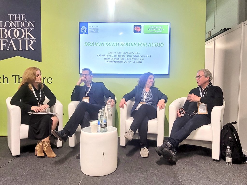 davinatijani's tweet photo. Great talk with @HelenGoldwyn, @sewell7, @Richard_Kurti and @HQvoice covering adaptations of original IPs, how to make an adaptation, capturing the essence of the original format, music/sound design as characters, dialogue needing to tell us something and push story along #LBF24 https://t.co/MHessMcBnC