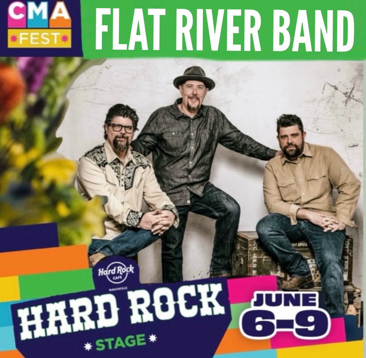 JUST ANNOUNCED! The brothers and I will be performing at @CountryMusic’s #CMAfest on the FREE Hard Rock Stage in support of the @CMAFoundation & music education. Visit CMAfest.com for more info & ticket options. #countrymusic #trioofcountrymusic #flatriverband